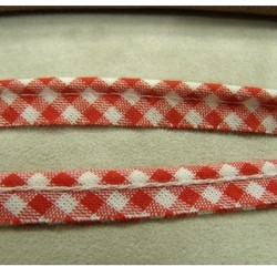 RUBAN / BIAIS PASSEPOIL VICHY COTON  ROUGE & BLANC 10 mm