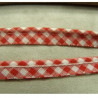 RUBAN / BIAIS PASSEPOIL VICHY COTON  ROUGE & BLANC 10 mm