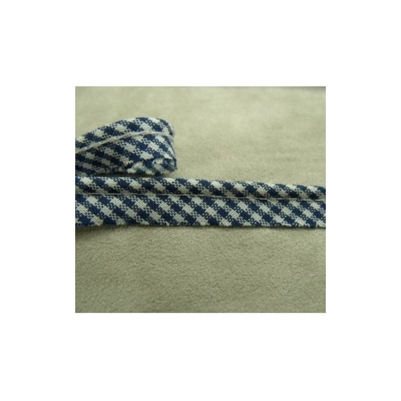 RUBAN / BIAIS PASSEPOIL  VICHY COTON BLEU ET BLANC 10 mm
