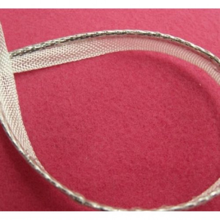 ruban passepoil polyester blanc et argent irisé 10 mm
