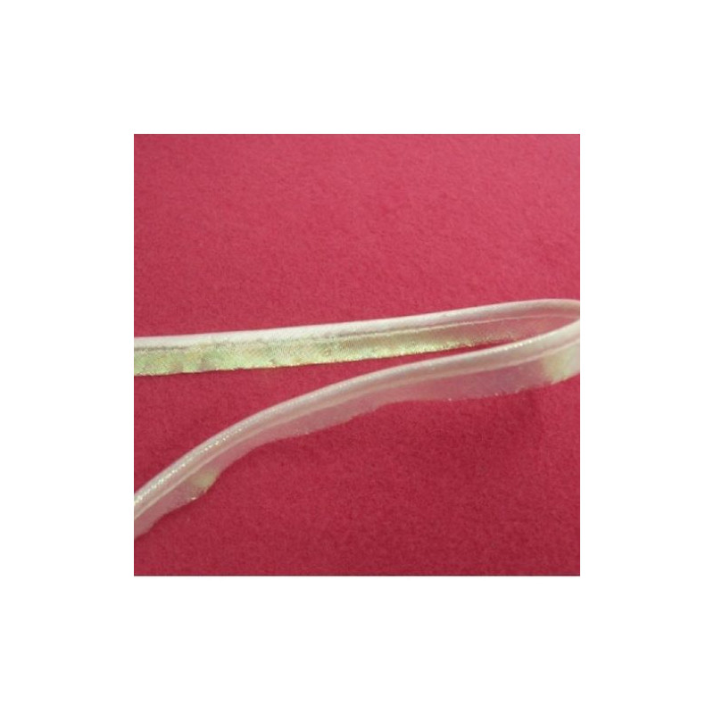 ruban passepoil polyester lamé blanc 10 mm