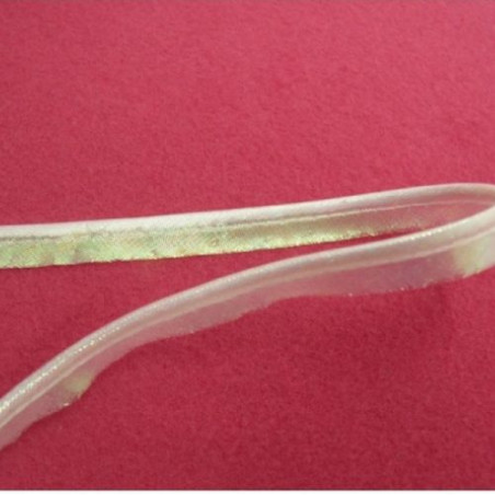 ruban passepoil polyester lamé blanc 10 mm