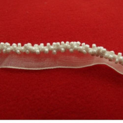 ruban passepoil perlé blanc 13 mm