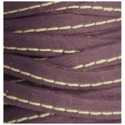 ruban passepoil façon daim violet surpiqué beige 10 mm