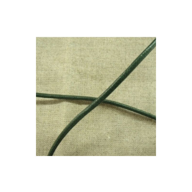 cordon ciré vert kaki  2 mm