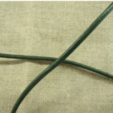 cordon ciré vert kaki 2 mm