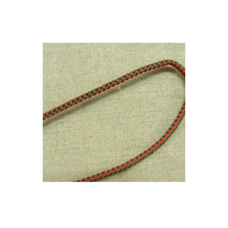 cordon polyester& coton rouge et vert 3 mm