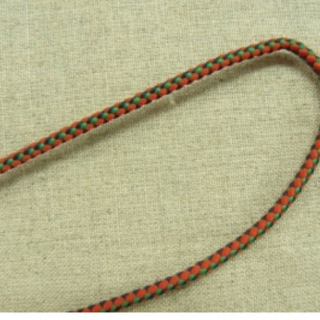 cordon polyester& coton rouge et vert 3 mm