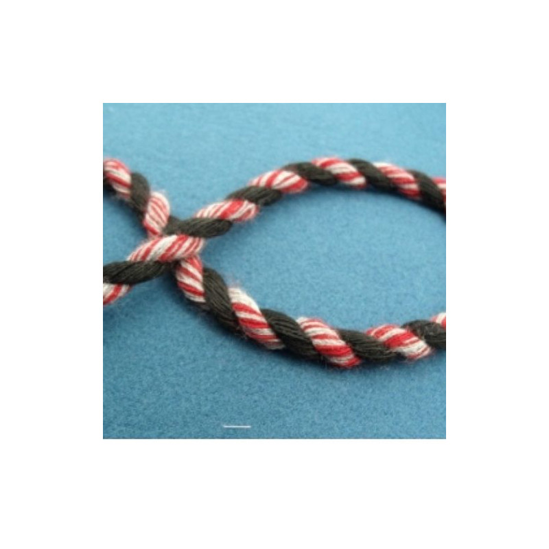 cordon tressé coton  bordeaux et noir 10 mm