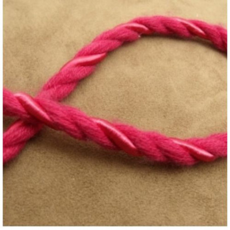 cordon tressé lainage rose 10 mm