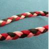 cordon tressé lainage noir et bordeaux 10 mm