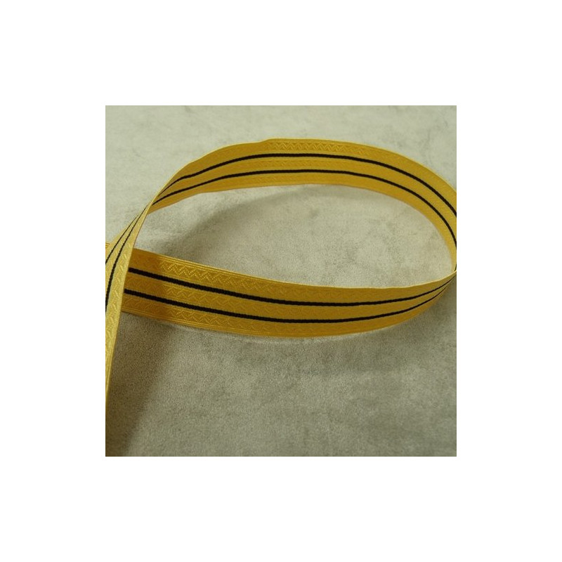 RUBAN MILITAIRE A 2 BANDES NOIR ET OR 20 mm