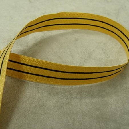 RUBAN MILITAIRE A 2 BANDES NOIR ET OR 20 mm