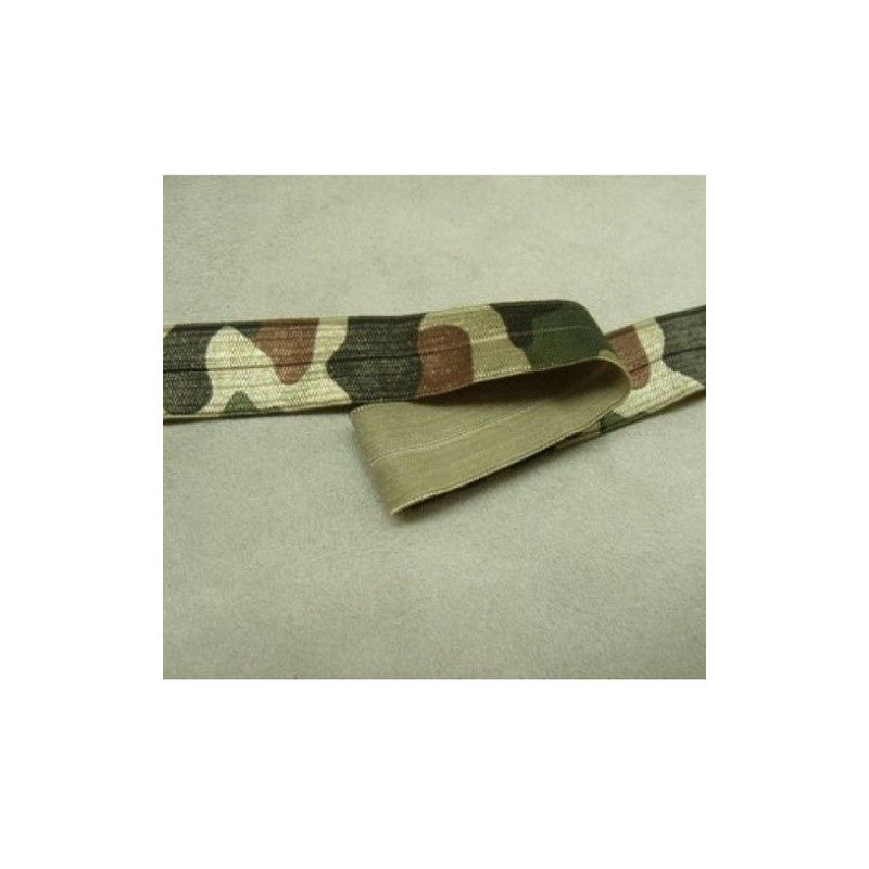 RUBAN ELASTIQUE ELASTANNE MILITAIRE CAMOUFLAGE  18 mm