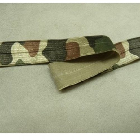 RUBAN ELASTIQUE ELASTANNE MILITAIRE CAMOUFLAGE 18 mm