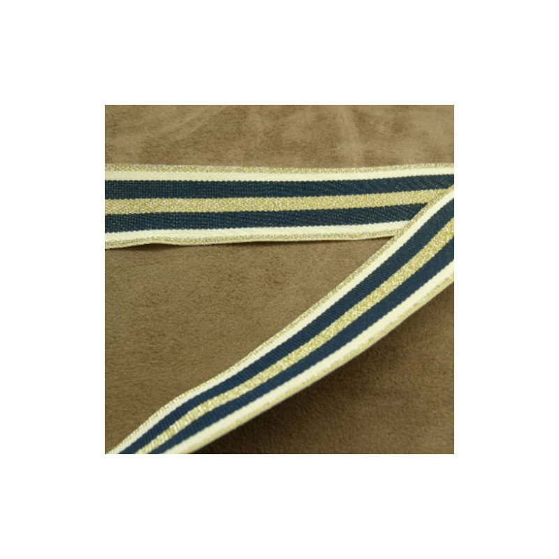 RUBAN MILITAIRE BLEU ET OR 25 mm