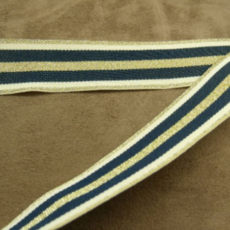 RUBAN MILITAIRE BLEU ET OR 25 mm