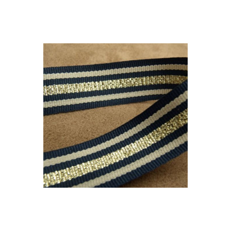RUBAN MILITAIRE BLEU ET OR 20 mm