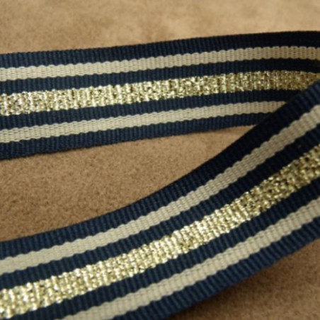RUBAN MILITAIRE BLEU ET OR 20 mm