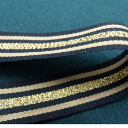 RUBAN MILITAIRE BLEU ET OR 20 mm
