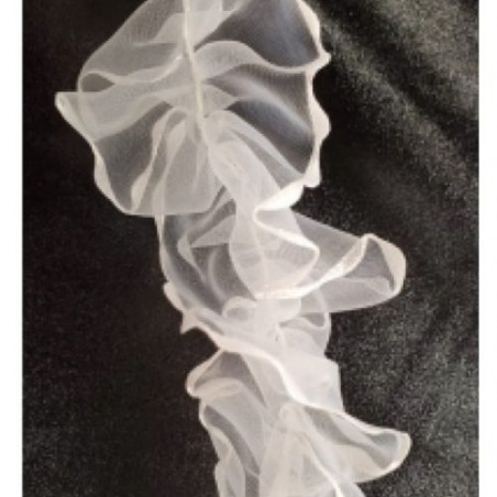 Ruban Organza Froncé Avec Liseré Extrémité Blanc Satiné 50 mm