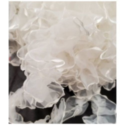 Ruban Organza Froncé Avec Liseré Extrémité Blanc Satiné 50 mm
