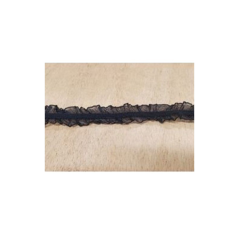 ruban froncé élastique sur organza noir 20 mm