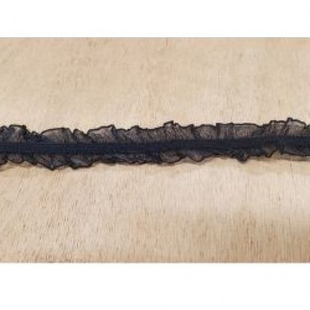 ruban froncé élastique sur organza noir 20 mm