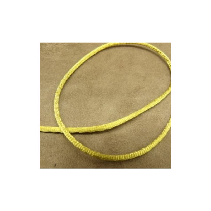 LOT DE 3 METRES RUBAN QUEUE DE RAT JAUNE LEGEREMENT SATINE 2.5 mm