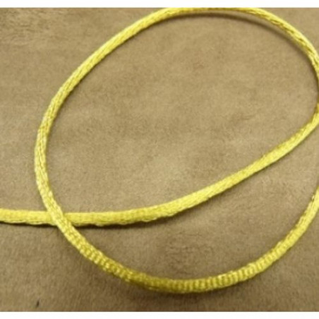 LOT DE 3 METRES RUBAN QUEUE DE RAT JAUNE LEGEREMENT SATINE 2.5 mm