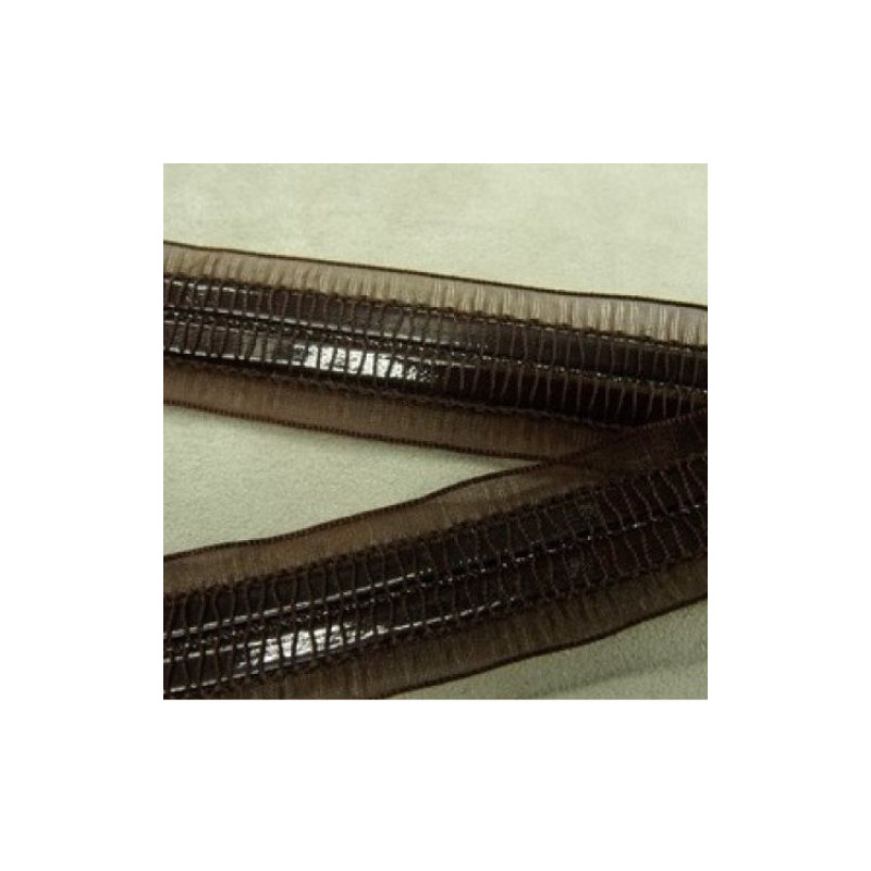 Ruban Skai Traversant Organza Marron 25 mm