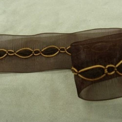 Ruban Organza Surpiqué Velours Marron 25 mm