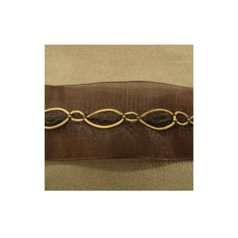 Ruban Organza Surpiqué Velours Marron 25 mm