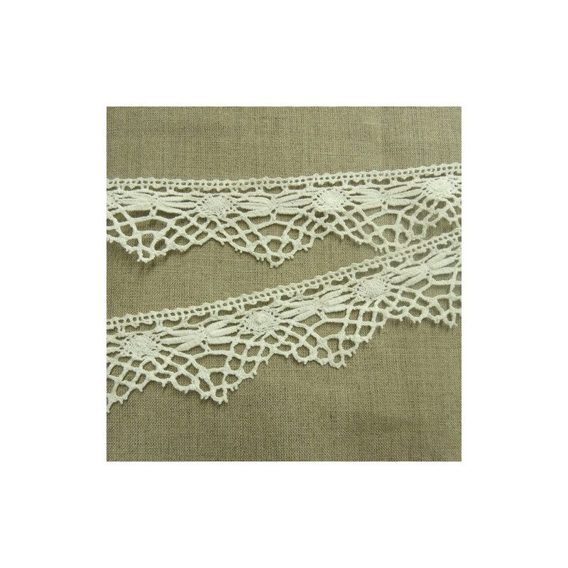 Ruban Brodé Crochet Coton Blanc 40 mm