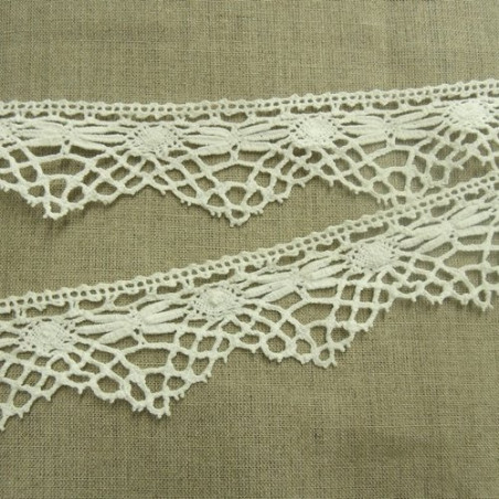 Ruban Brodé Crochet Coton Blanc 40 mm
