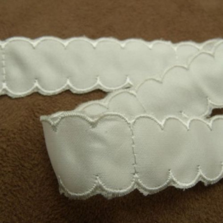 Ruban Brodé Sur Satin Blanc 18 mm