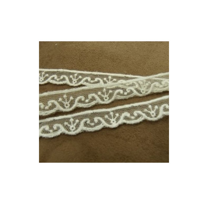 Ruban Brodé Sur Tulle Blanc 13 mm