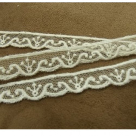 Ruban Brodé Sur Tulle Blanc 13 mm