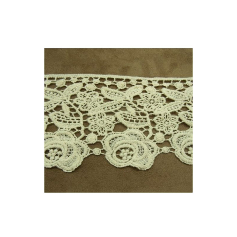 Guipure Ruban Coton Brodé Ecru 10 cm