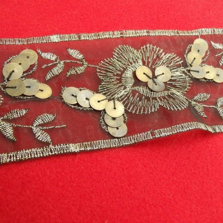 Ruban Brodé Avec Organza or 60 mm