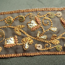 Ruban Brodé Avec Organza Marron 60 mm