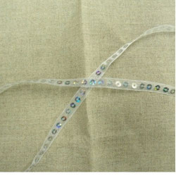 Ruban Pailleté Scintillante Blanc Sur Organza 7 mm