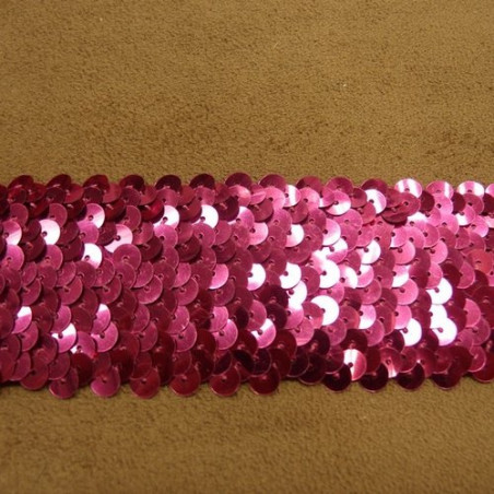 Galon Stretch Paillette Elastique Rose 50 mm