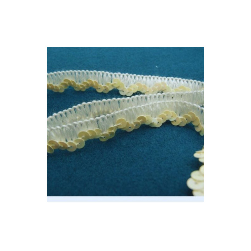 Ruban Pailleté Blanc Cassé  12 mm