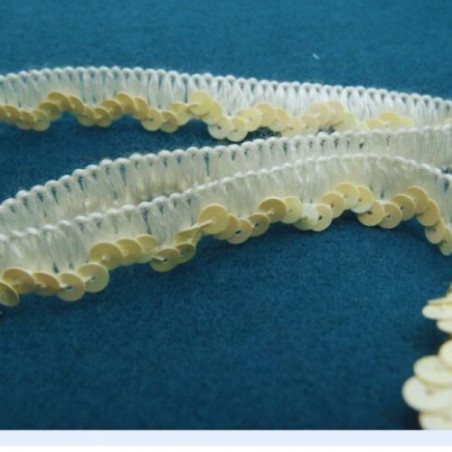 Ruban Pailleté Blanc Cassé  12 mm
