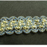ruban perlé bleu & argent brodée de rocaille 20 mm