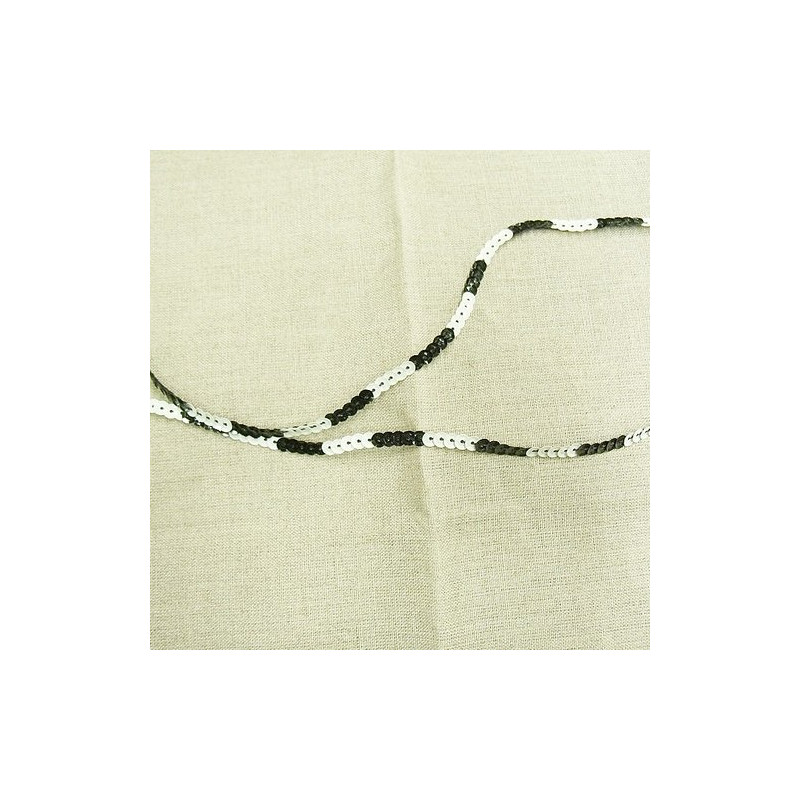 LOT de Ruban pailleté sequin  montée sur fil noir et blanc 4 mm