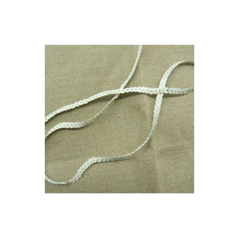 lot de Ruban pailleté sequin  montée sur fil  blanc multicolore 5 mm