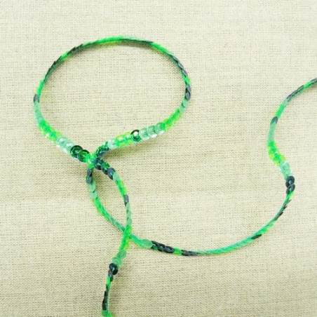 lot de Ruban pailleté sequin  montée sur fil  bicolore vert clair & foncé 5 mm