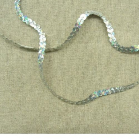 lot de Ruban pailleté sequin  montée sur fil argent brillant 6 mm